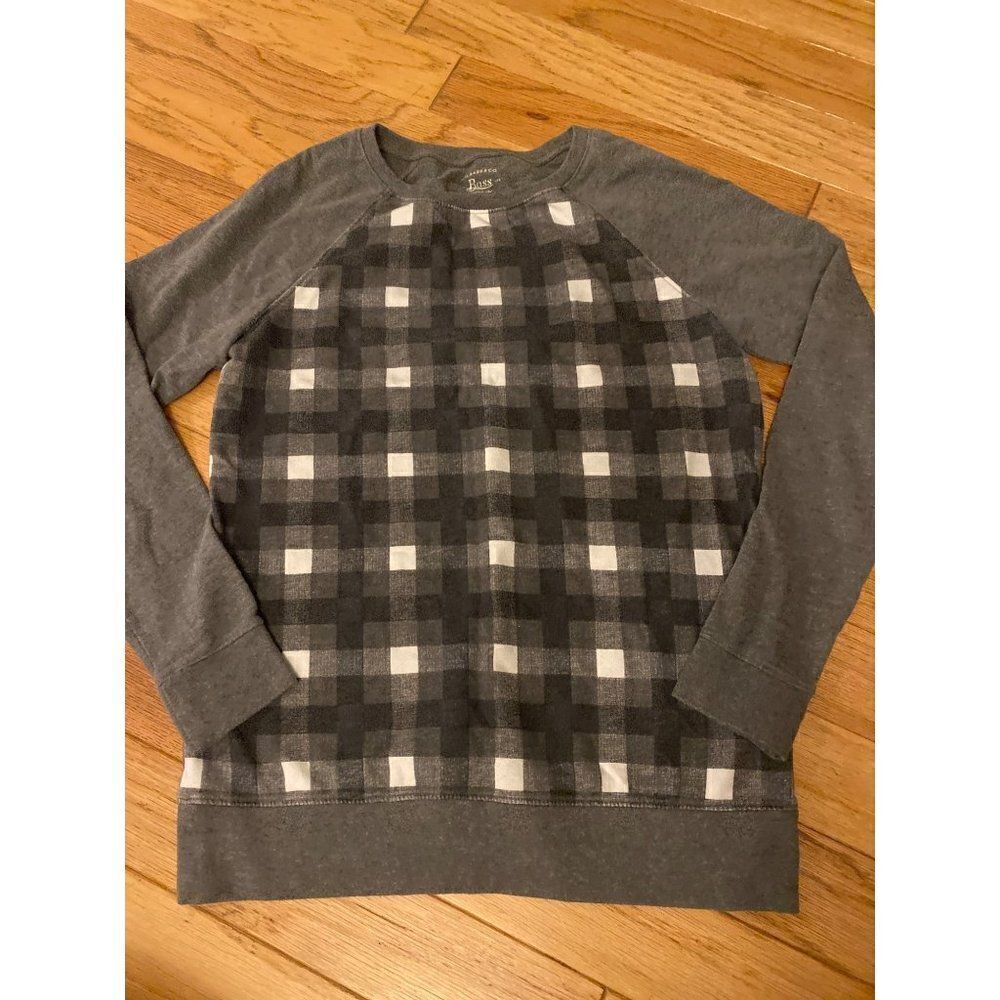 G.H. Bass & Co., women's grey patterned long sleeve cotton pullover sweater sz S